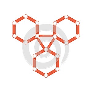 Vector molecule with 3D paper label, integrated Hexagon background. Blank space for content, business, infographic
