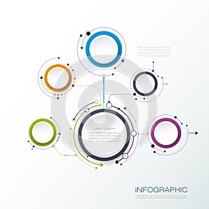 Vector molecules structure with 3D paper label for infographic