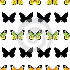 Vector Monarch Butterfly Stripes Seamless Pattern