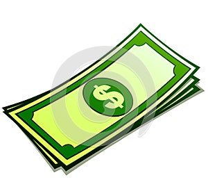 Vector money bills cartoon isolated
