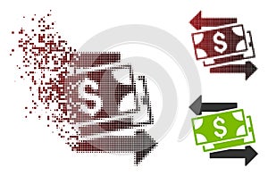 Destructed Pixel Halftone Money Exchange Icon