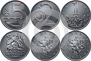 Vector Money five czech crones coin reverse