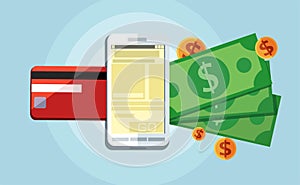Vector money transaction, technology, business, mobile banking and payment
