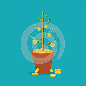 Vector money tree concept in flat style