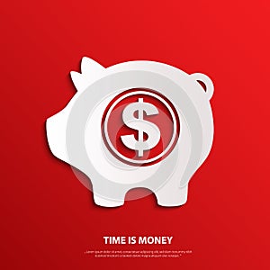 Vector moneybox with dollar sign. Time is money. photo