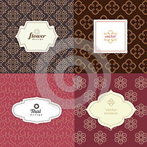 Vector mono line graphic design templates - labels and badges