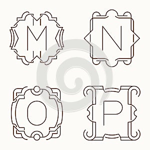 Vector mono line monograms. M, N, O, P. photo
