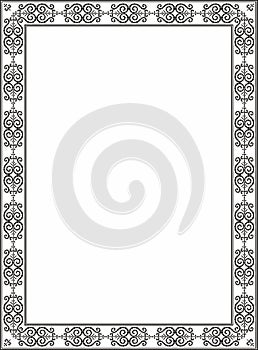 Vector monochrome black square Yakut ornament.