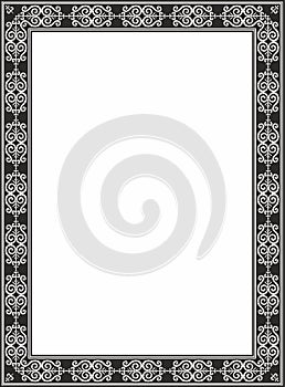 Vector monochrome black square Yakut ornament