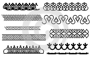 Vector monochrome border pattern brushes