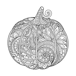 Vector Monochrome Decorative Pumpkin with Beautiful Pattern