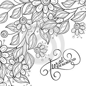 Vector Monochrome Floral Background