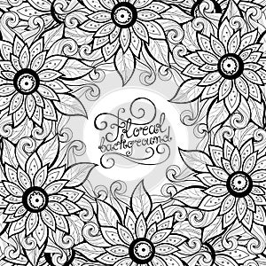 Vector Monochrome Floral Background