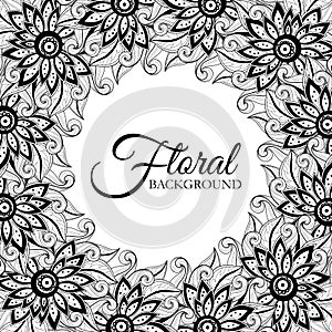 Vector Monochrome Floral Background