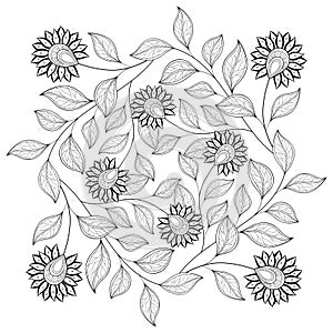 Vector Monochrome Floral Background