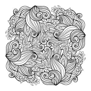 Vector Monochrome Floral Background