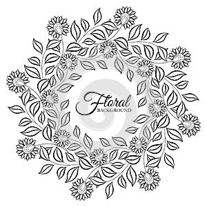 Vector Monochrome Floral Background