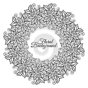 Vector Monochrome Floral Background