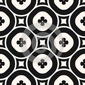Elegant geometric background with big flower shapes, circles, squares, repeat tiles.
