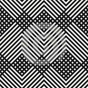Vector monochrome geometric lines pattern with diagonal stripes. Hipster fashion