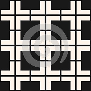 Vector monochrome geometric seamless pattern. Abstract black and white texture with big squares, grid, lattice, grill, net.