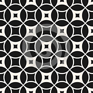 Vector monochrome geometric seamless pattern with rounded grid, net, lattice