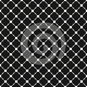 Vector monochrome geometric seamless pattern with small squares, grid, tiles