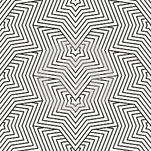 Vector monochrome geometric seamless pattern with stars, thin lines, grid