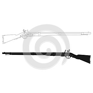 Vector monochrome icon with Antique Rifle