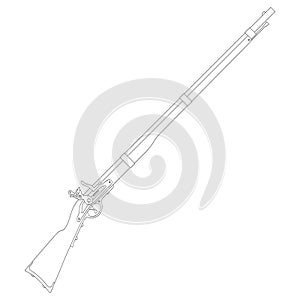 Vector monochrome icon with Antique Rifle