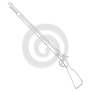 Vector monochrome icon with Antique Rifle