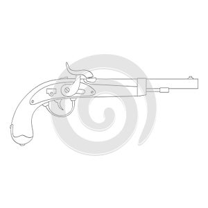 Vector monochrome icon with old pistol