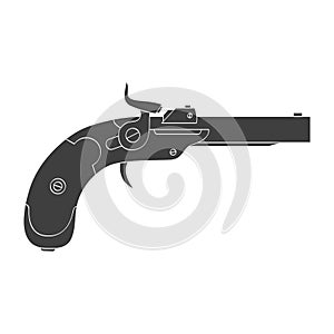 Vector monochrome icon with old pistol