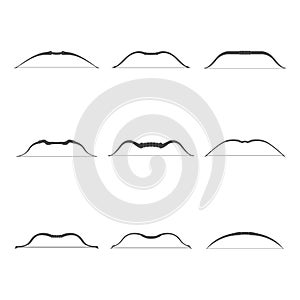 Vector monochrome icon set with ancien tranged weapon bows photo