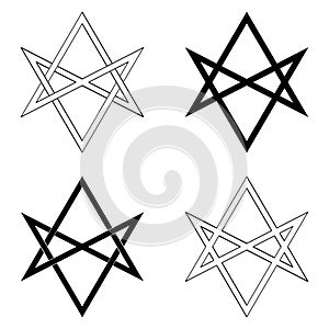 Vector monochrome icon with Unicursal hexagram