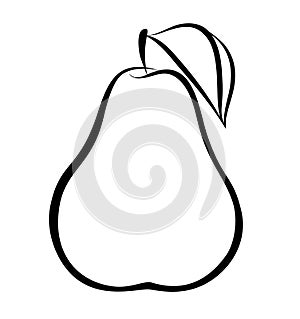 Vector monochrome illustration of pear logo. photo