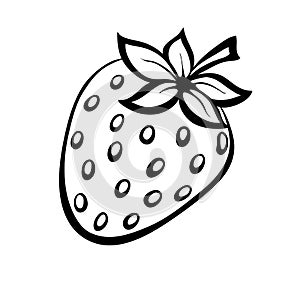 Vector monochrome illustration of strawberries logo.