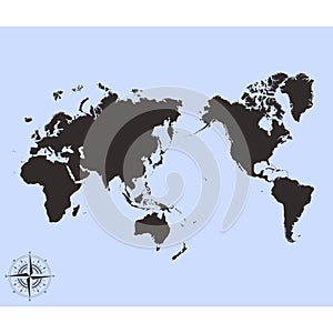 Vector Pacific Centred World Map photo