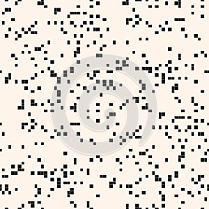 Vector monochrome pixel background. Abstract seamless pattern with small squares