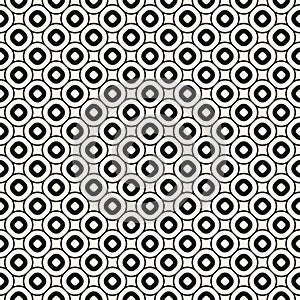 Vector geometric seamless pattern with circles, rings. Retro vintage style.