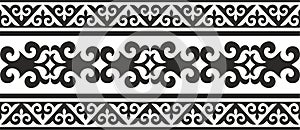 Vector monochrome seamless Kazakh national ornament. Ethnic pattern of the nomadic peoples of the great steppe, the Turks.