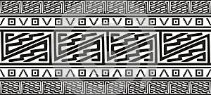 Vector monochrome seamless Native American border.