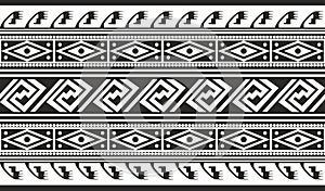 Vector monochrome seamless Native American border.