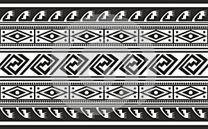 Vector monochrome seamless Native American border.