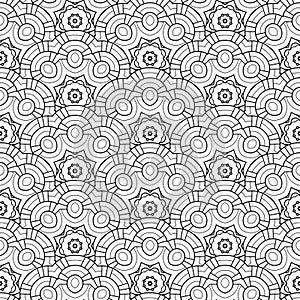 Vector Monochrome Seamless Pattern. For Coloring