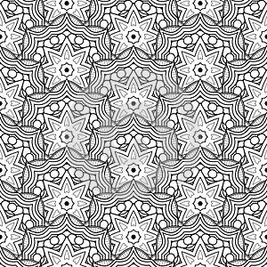 Vector Monochrome Seamless Pattern. For Coloring