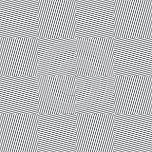 Vector monochrome seamless pattern with diagonal stripes, lines, square tiles