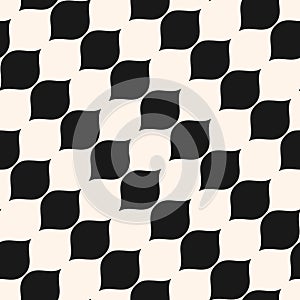Vector seamless pattern, diagonal wavy shapes, staggered ellipse