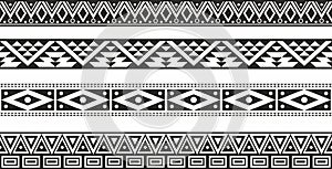 Vector monochrome seamless set of Native American folk ornaments photo