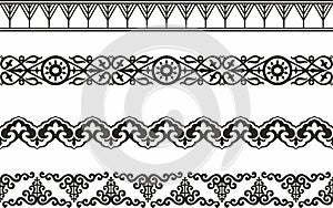 Vector monochrome seamless set of Yakut folk ornaments. photo